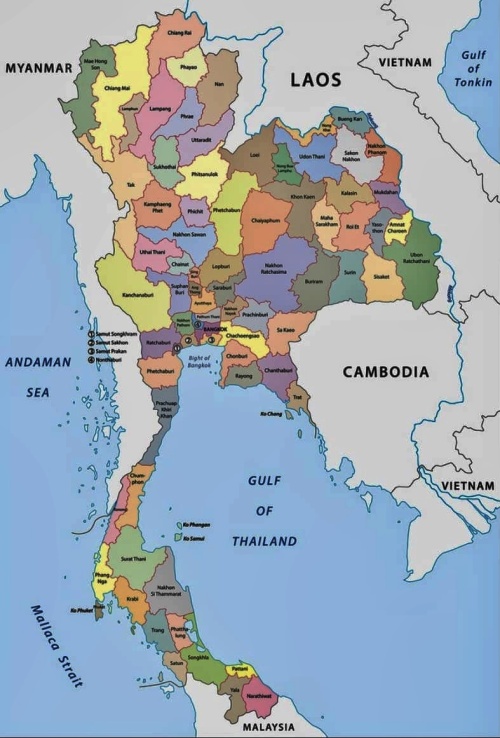 Thailandkarte mit den Nachbarländern